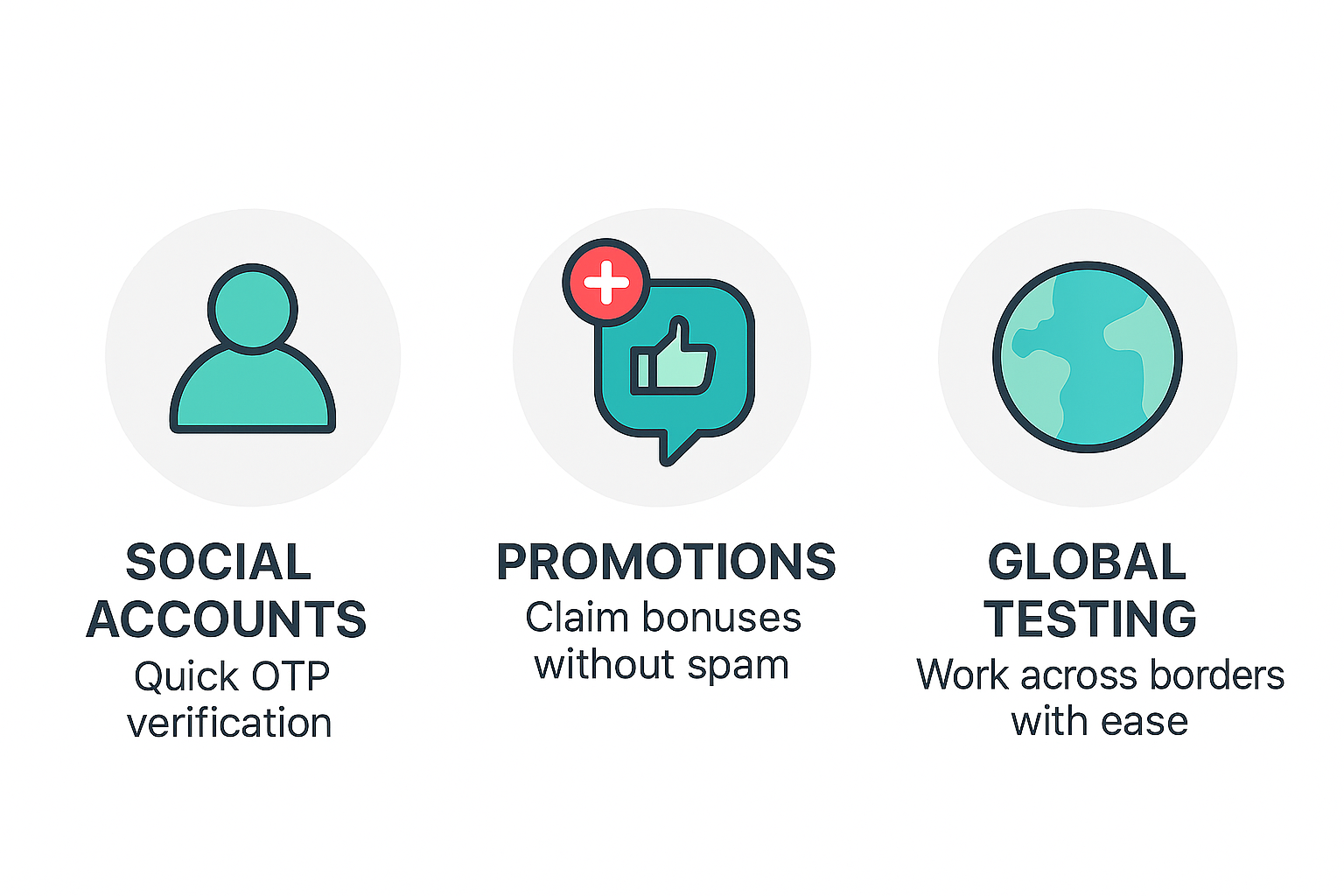 Use Cases Use cases for temporary phone numbers: social, testing, marketing